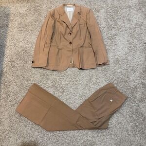 Brioni Pant Suit Womens 44 Brown 2 Piece Jacket Trousers Office Workwear
